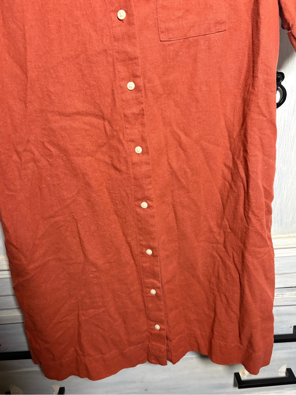Old Navy Linen Blend Gingerspics Shirt Dress Flowy Effortless Lagenlook Vacation - Picture 6 of 10